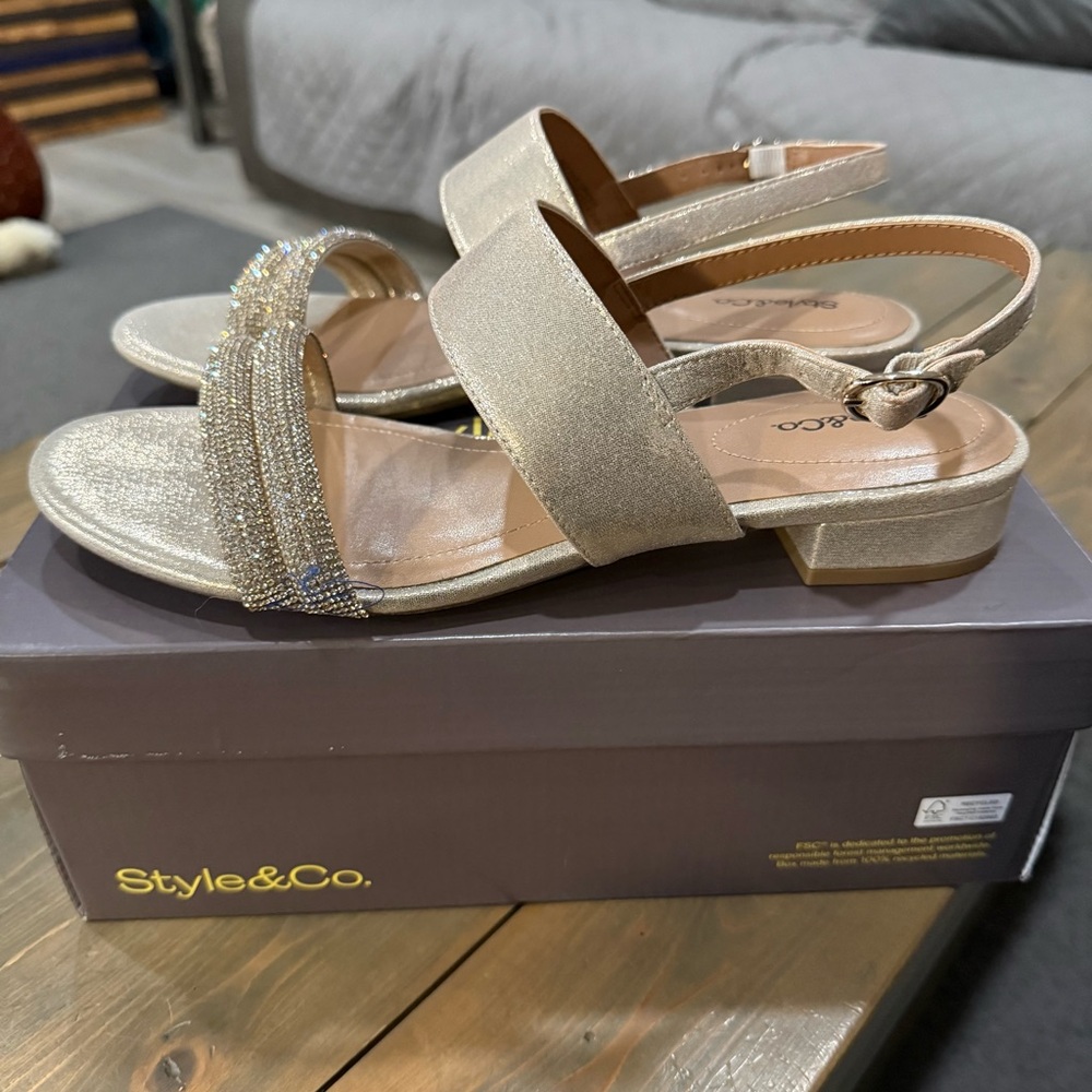 Style & Co. Women's Shimmering Gold Sandals